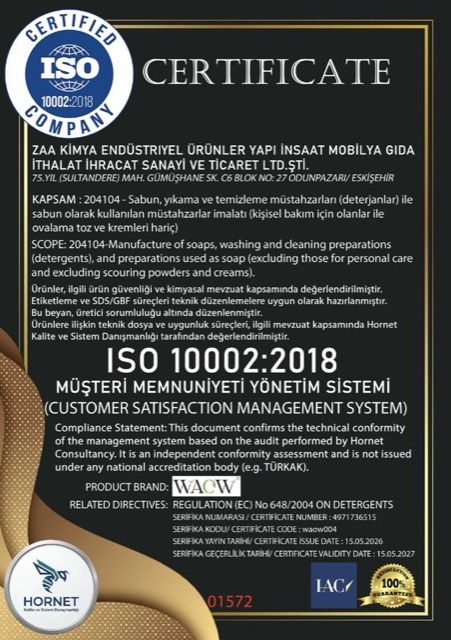 ISO 10002:2018 belgesi