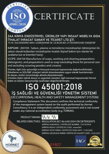 ISO 45001:2018 belgesi