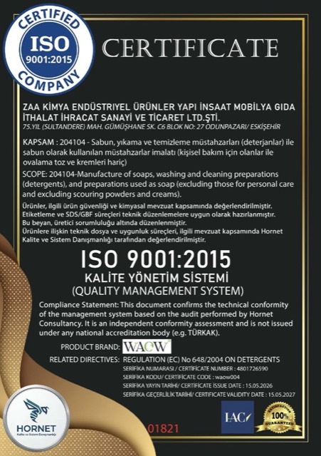 ISO 9001:2015 belgesi